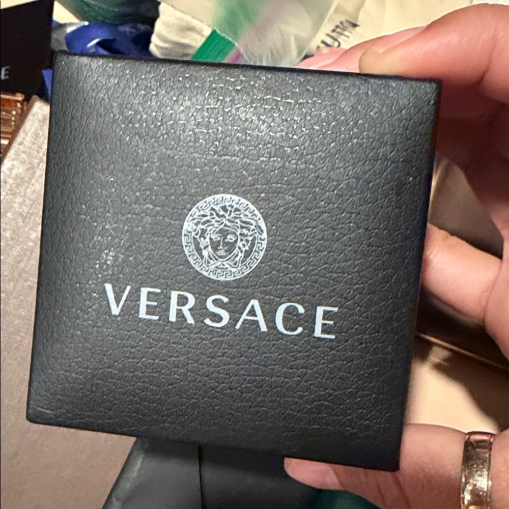 Versace Earrings gold Medusa button earrings silver and gold tone stud earrings - Picture 4 of 17